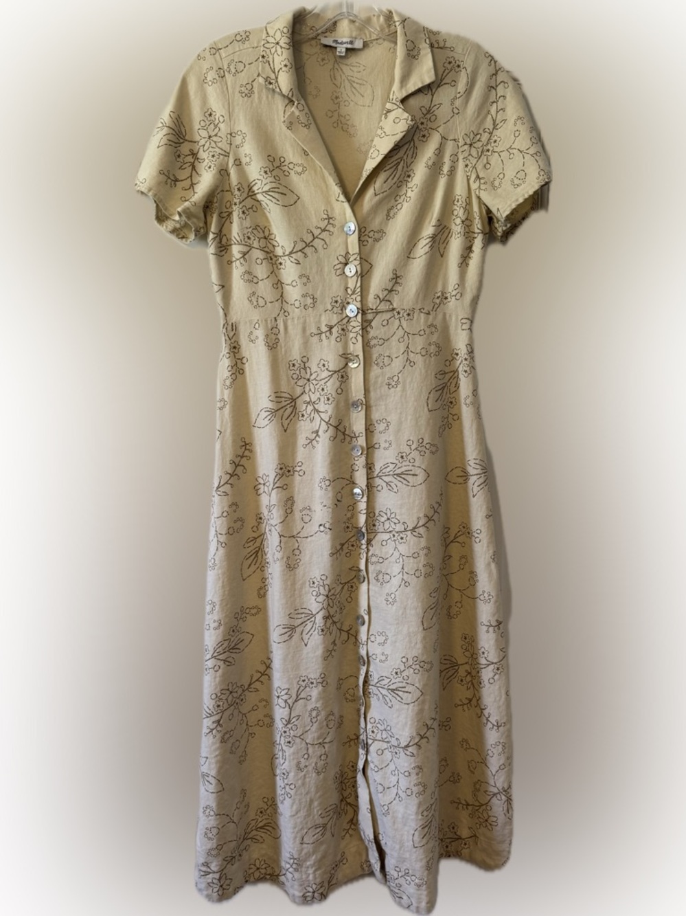 Madewell Cream Dress with Brown Floral Print